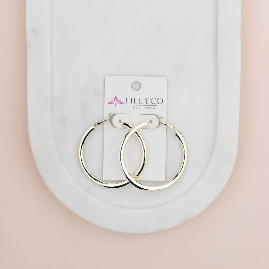 Light Gold Flat Hoop Dangle Earrings