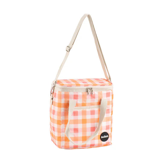 Mini Cooler Bag - Watermelon Peach Check