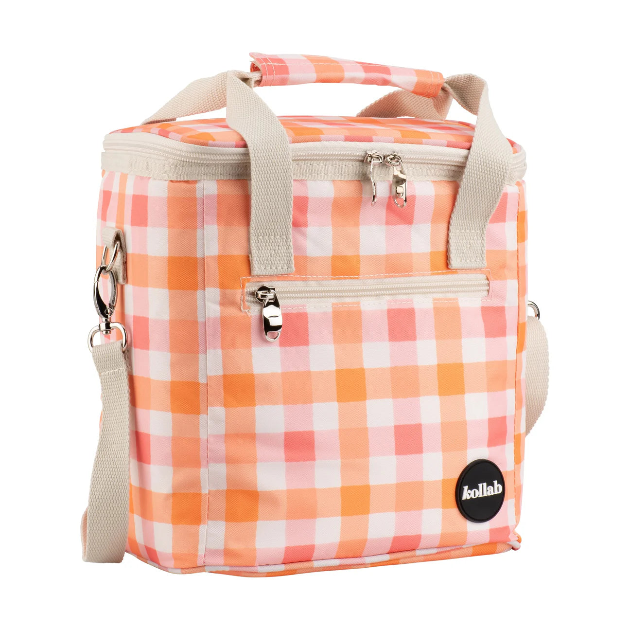 Mini Cooler Bag - Watermelon Peach Check