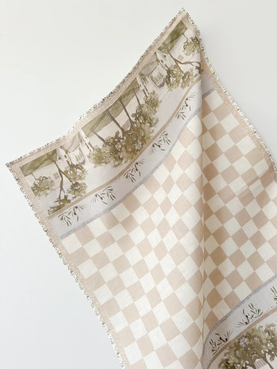 Olive Garden Linen Tea Towel