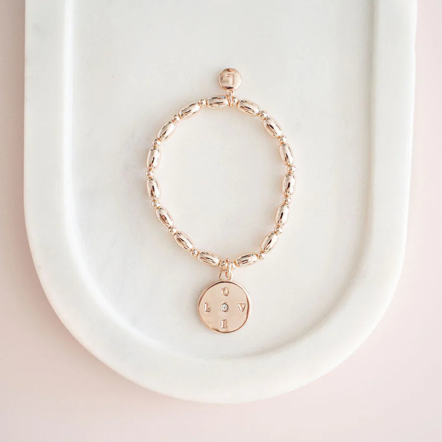LOVE - Rose Gold "LOVE" Pendant Bracelet
