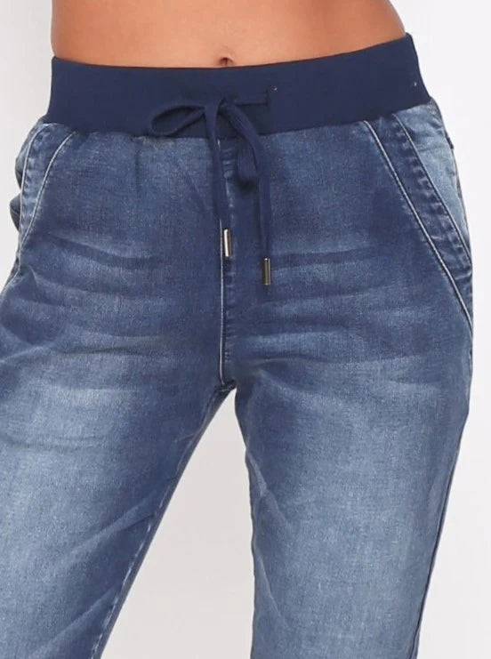 Riley Stretch Denim Jogger - Blue