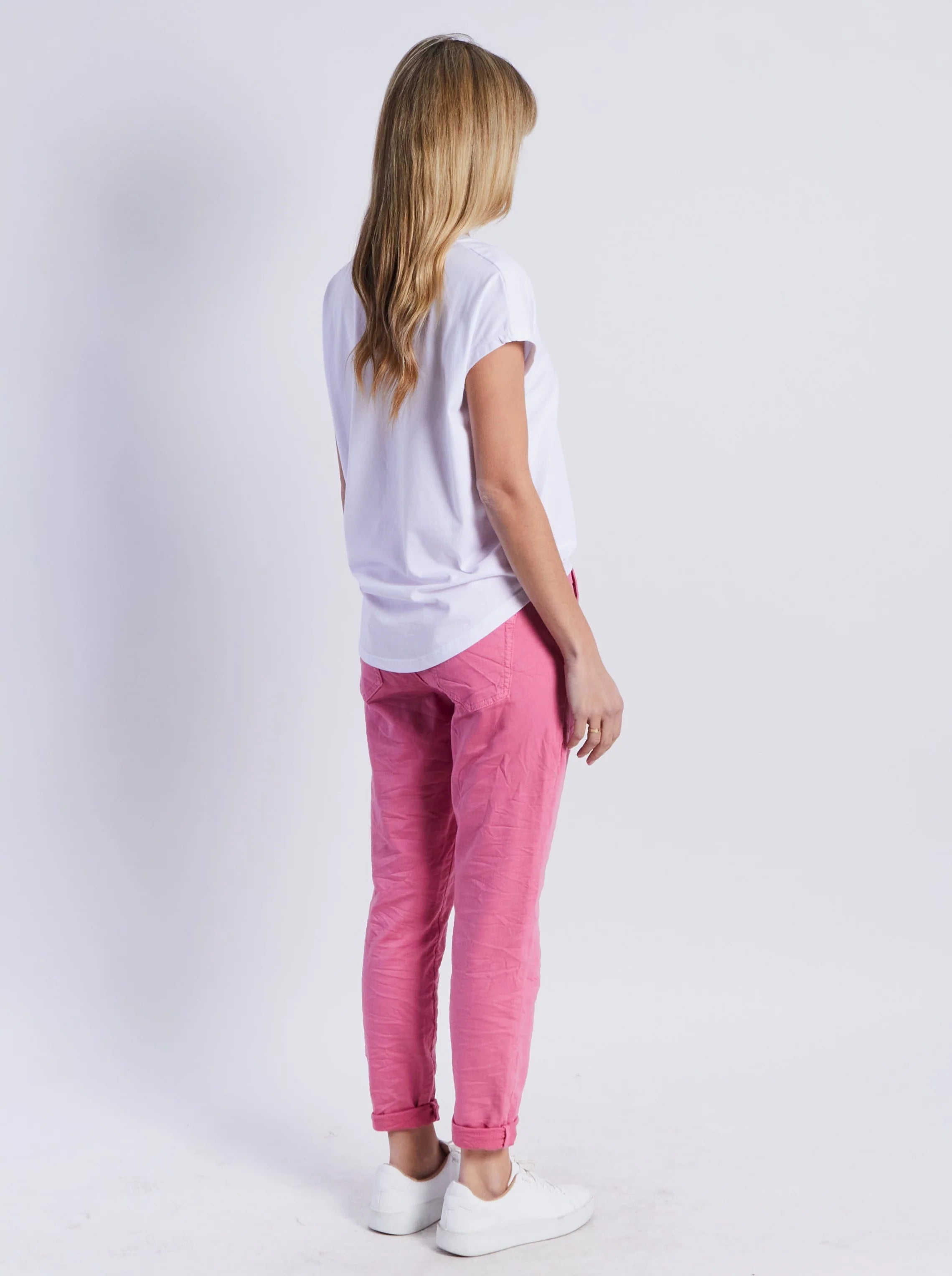 Riley Stretch Denim Jogger - Pink