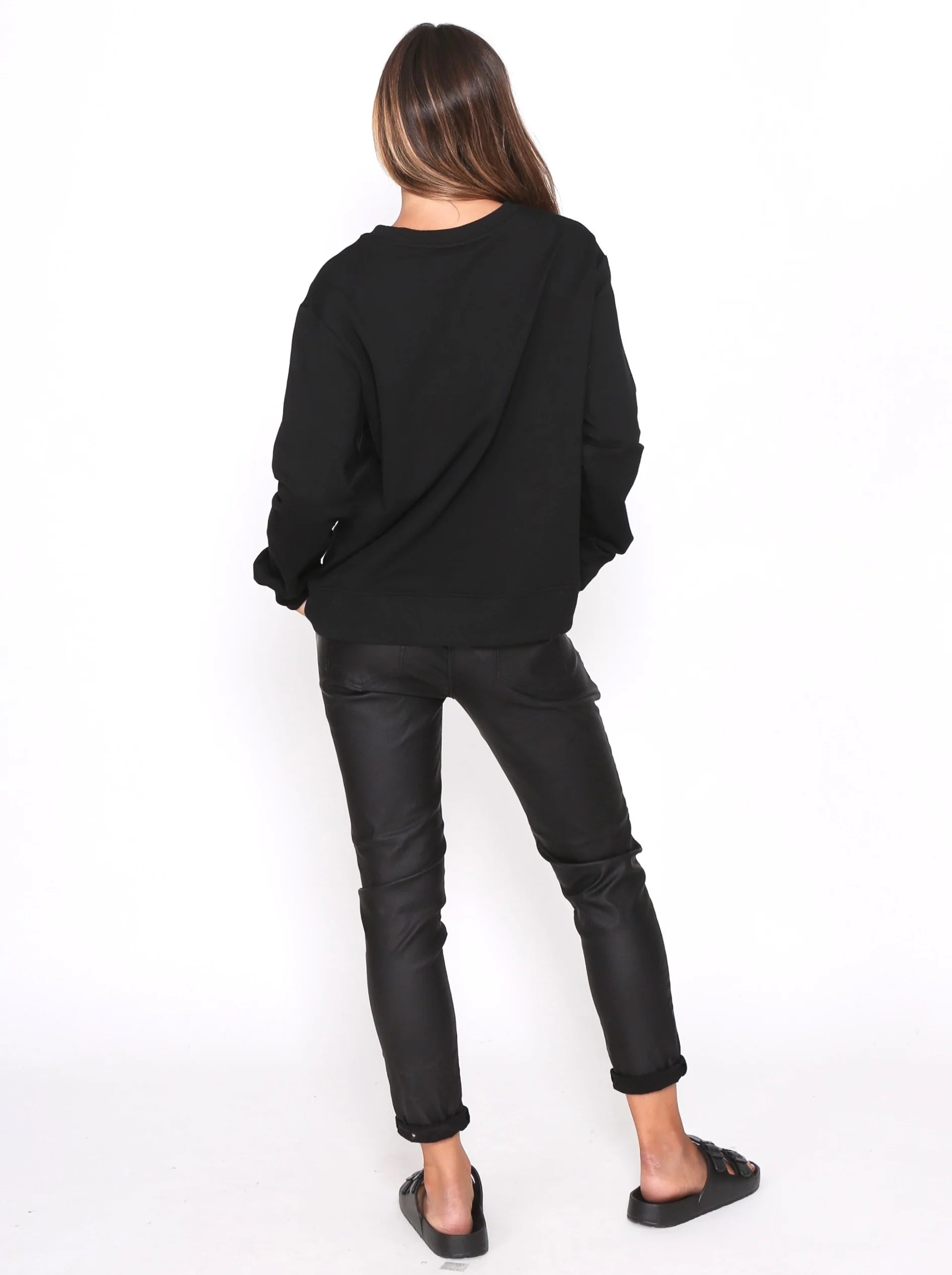 Riley Stretch Wax Look Jogger - Black