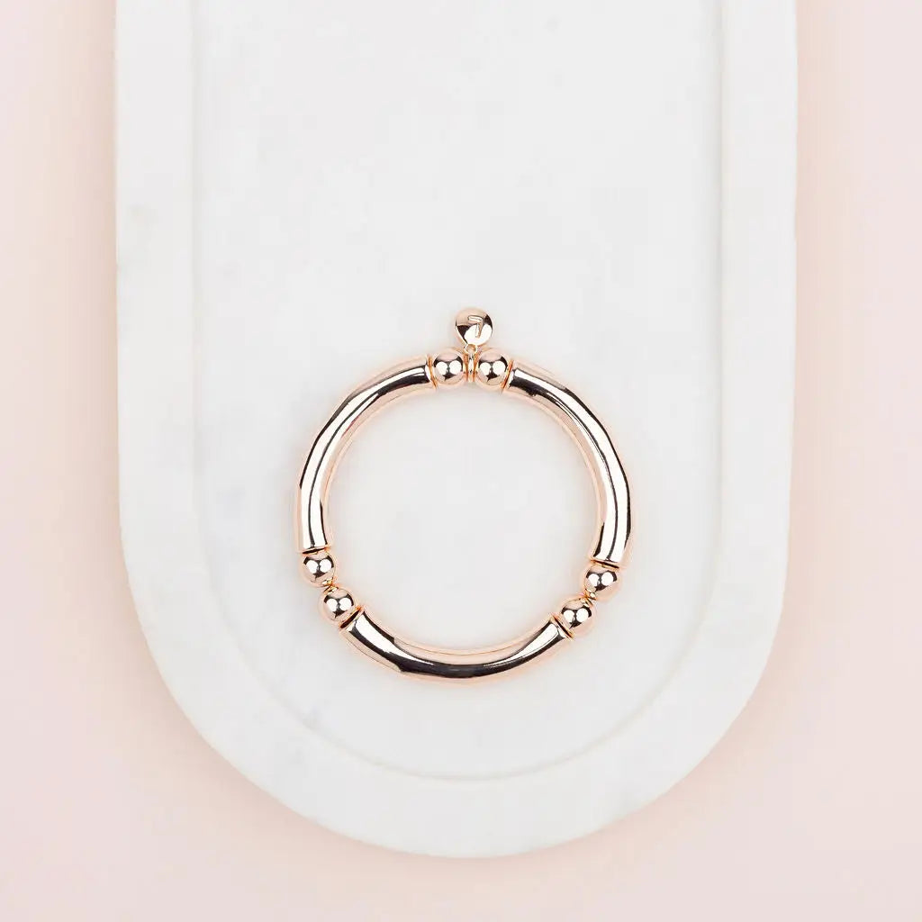 Rose Gold Stretch Bangle with Ball Beads
