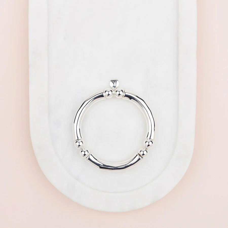 Silver Stretch Bangle with Balls Beads