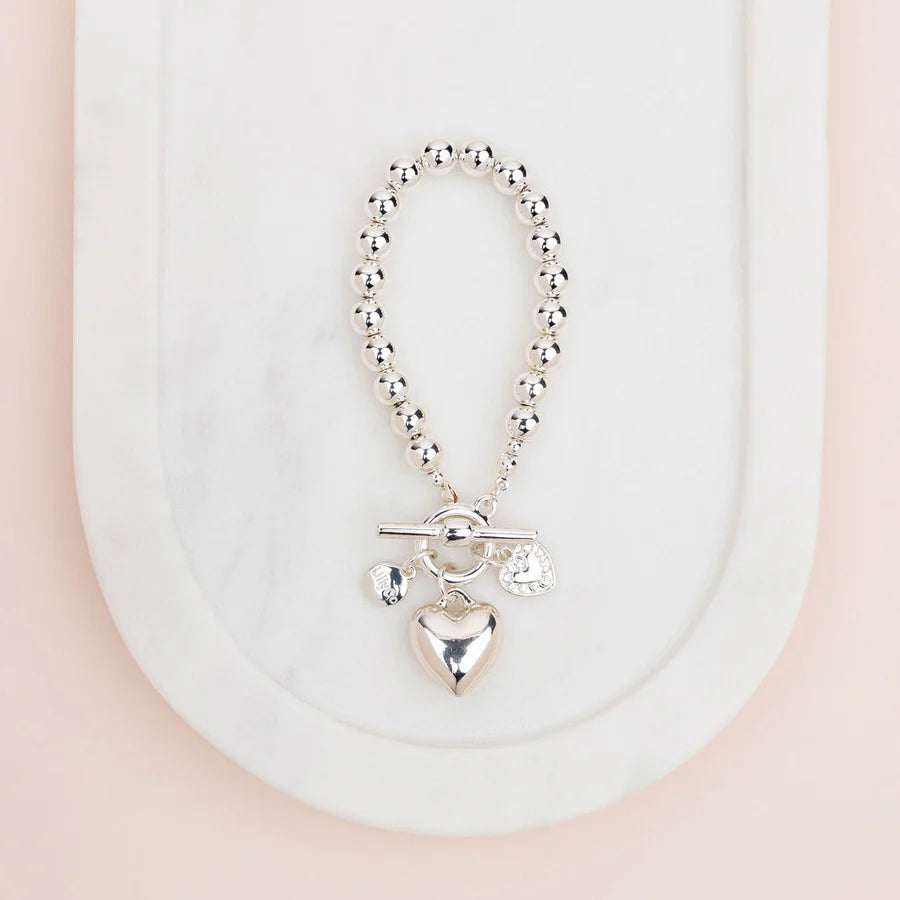 Silver Toggle Heart Bracelet