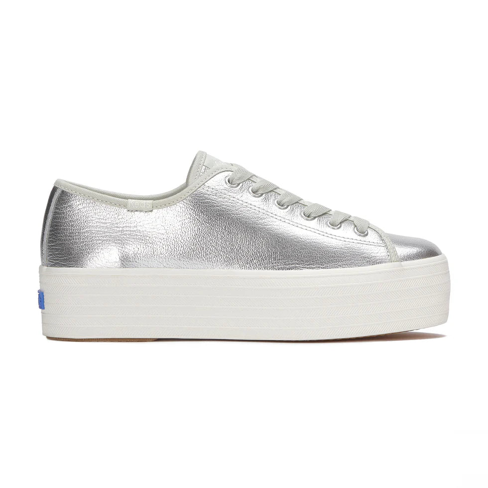 Triple Up Washed Metallic Leather Silver