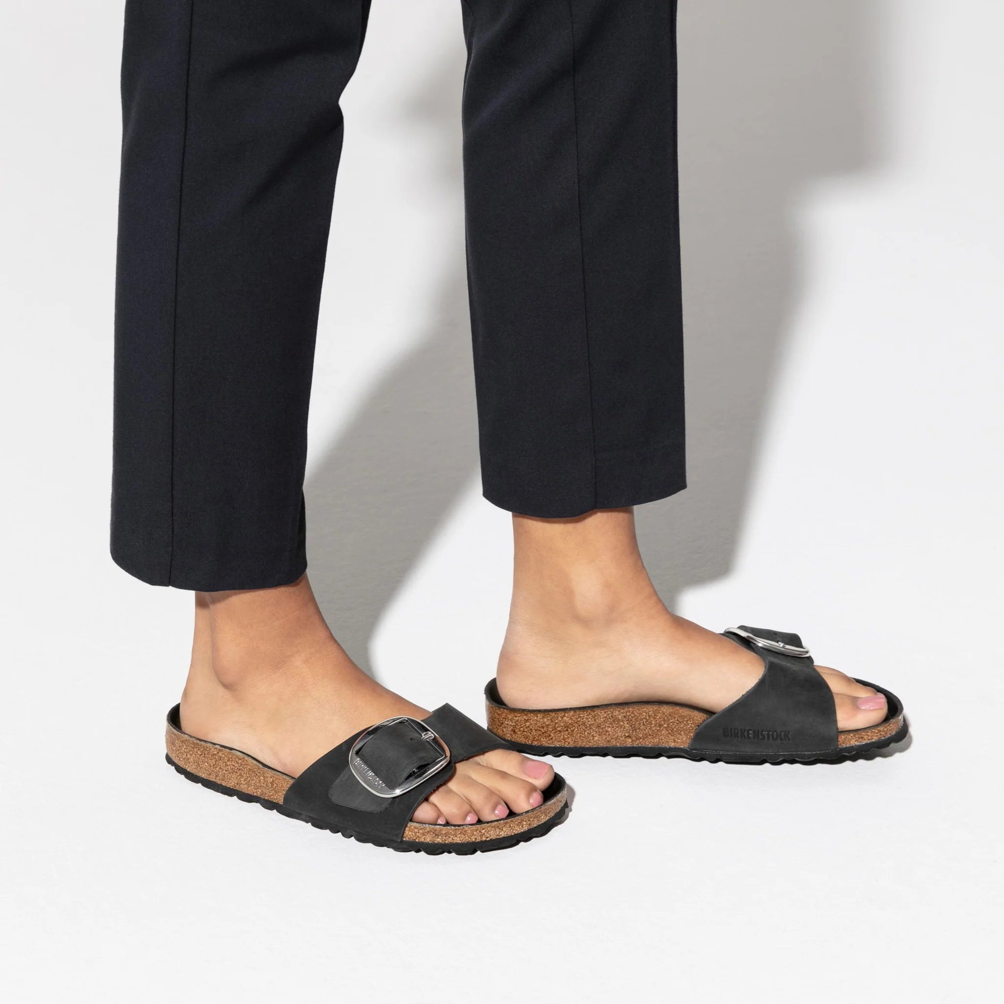 Birkenstock Madrid Big Buckle Black Oiled Leather Narrow