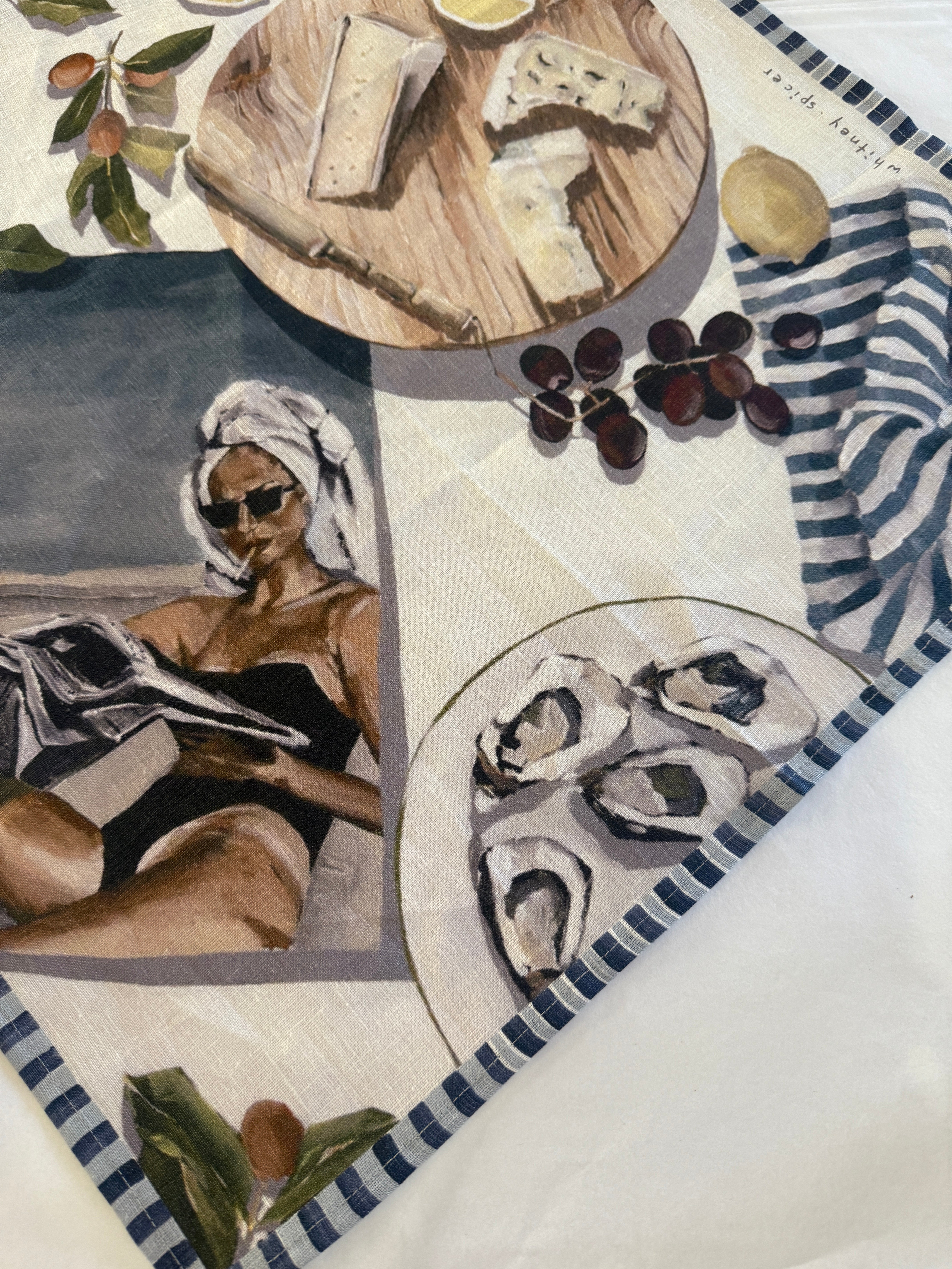 Smoked Oysters Linen Tea Towel