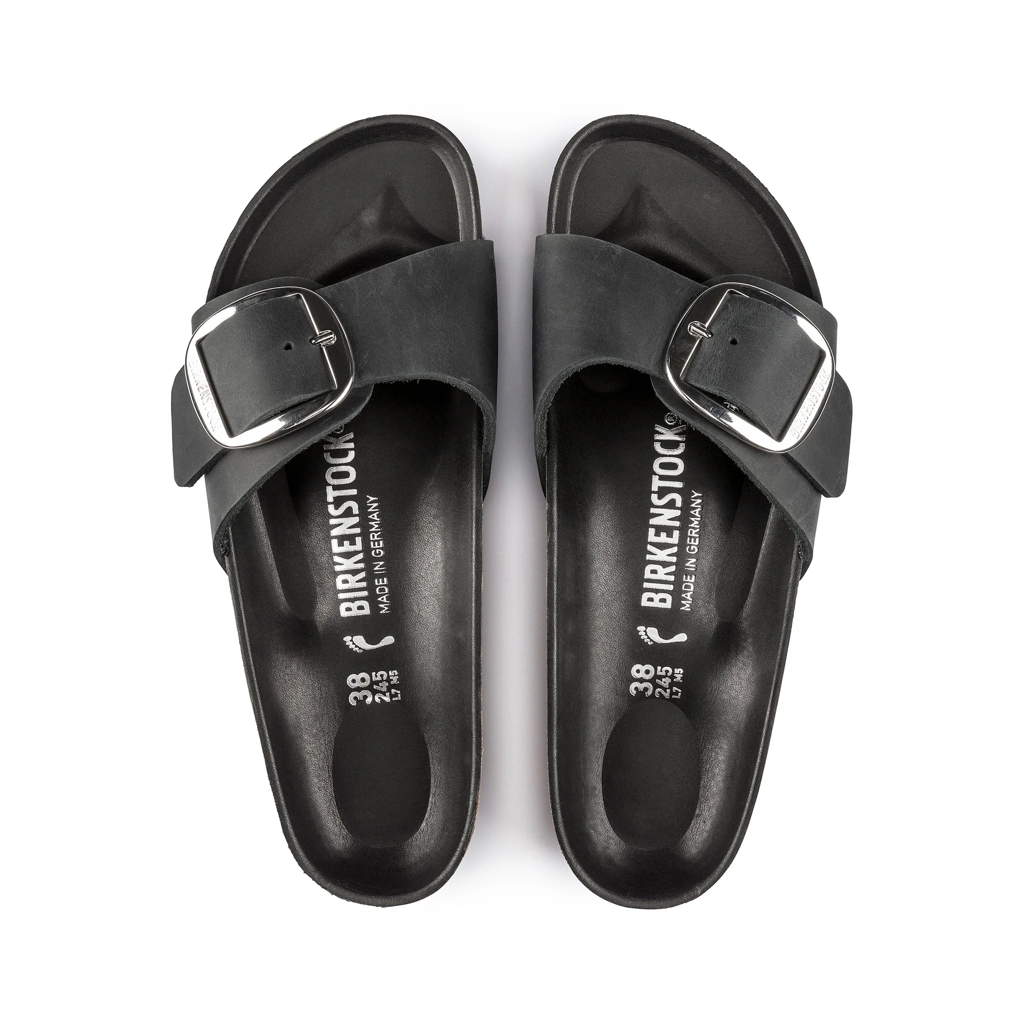 Birkenstock Madrid Big Buckle Black Oiled Leather Narrow