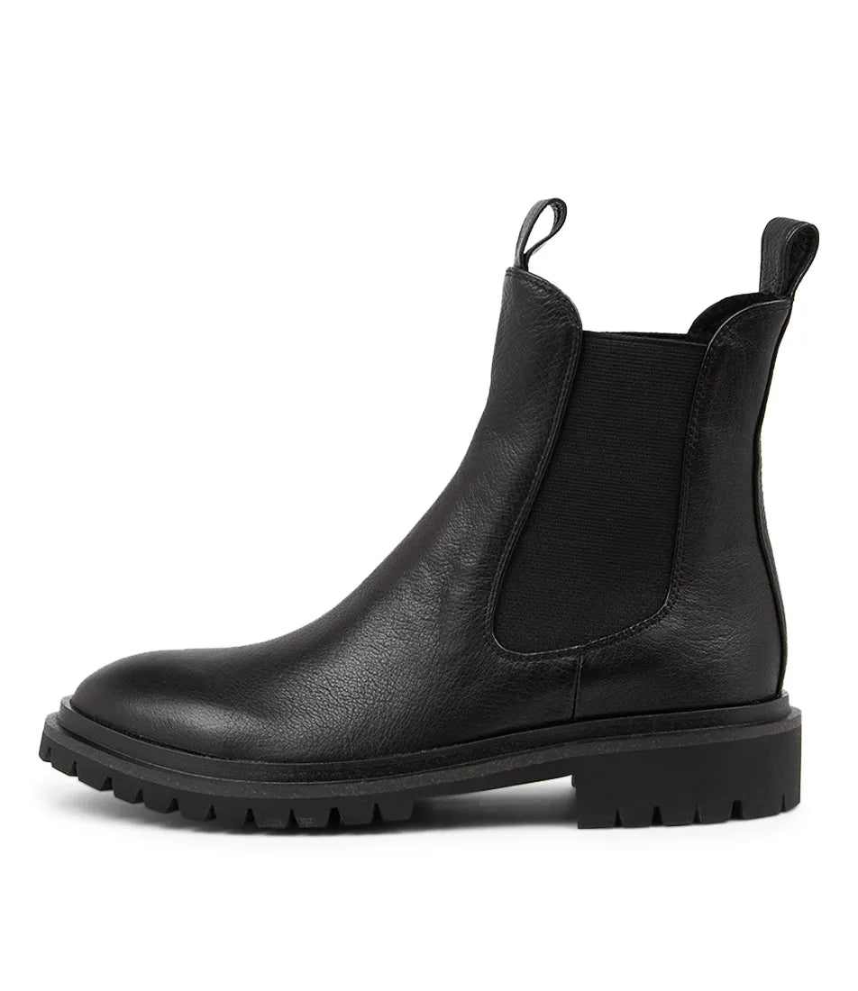 Rocco Black Leather Ankle Boots