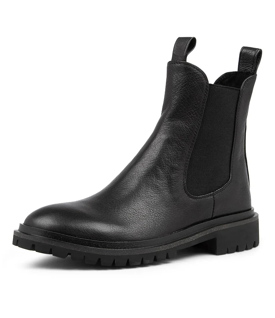 Rocco Black Leather Ankle Boots