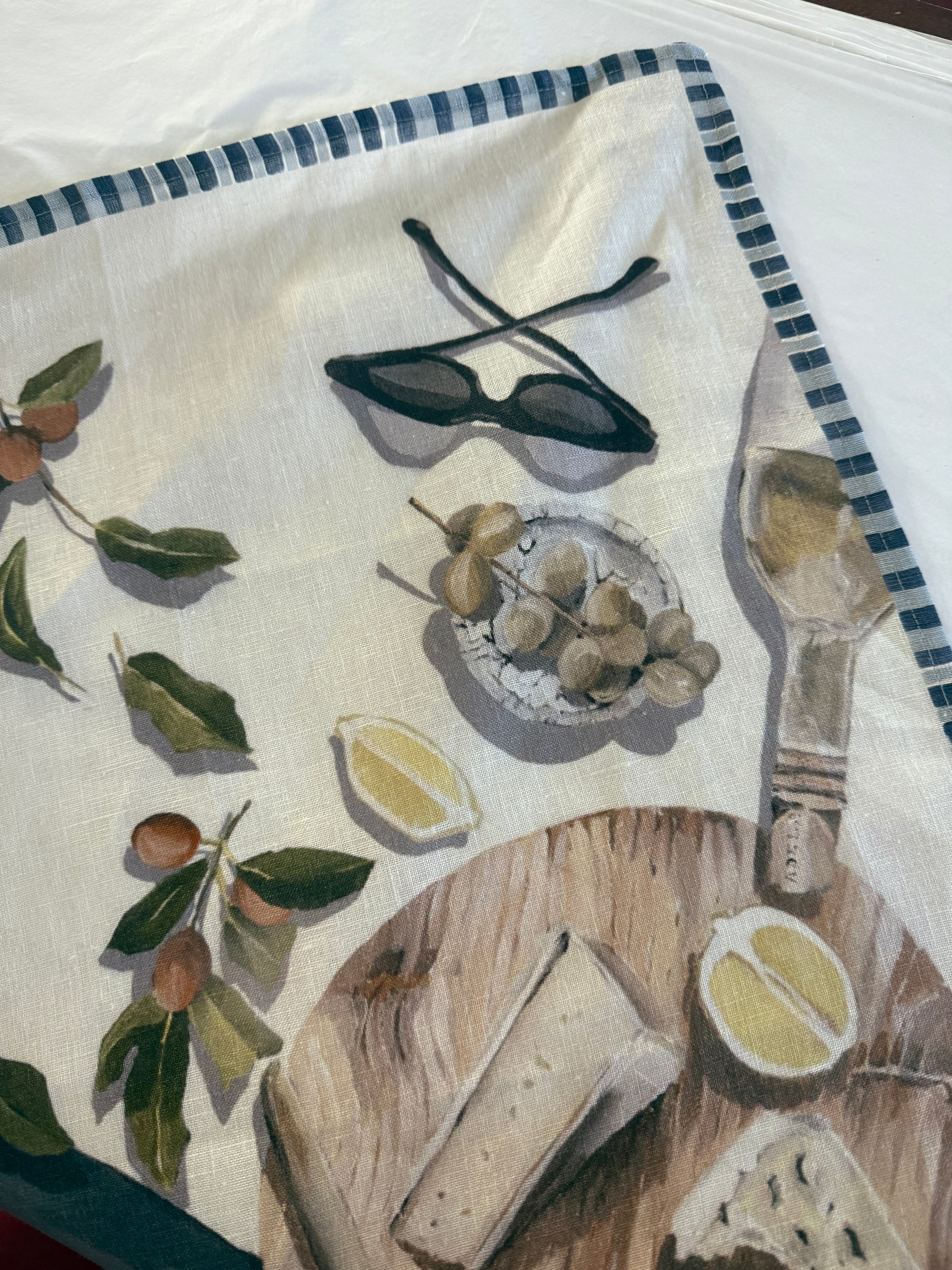 Smoked Oysters Linen Tea Towel