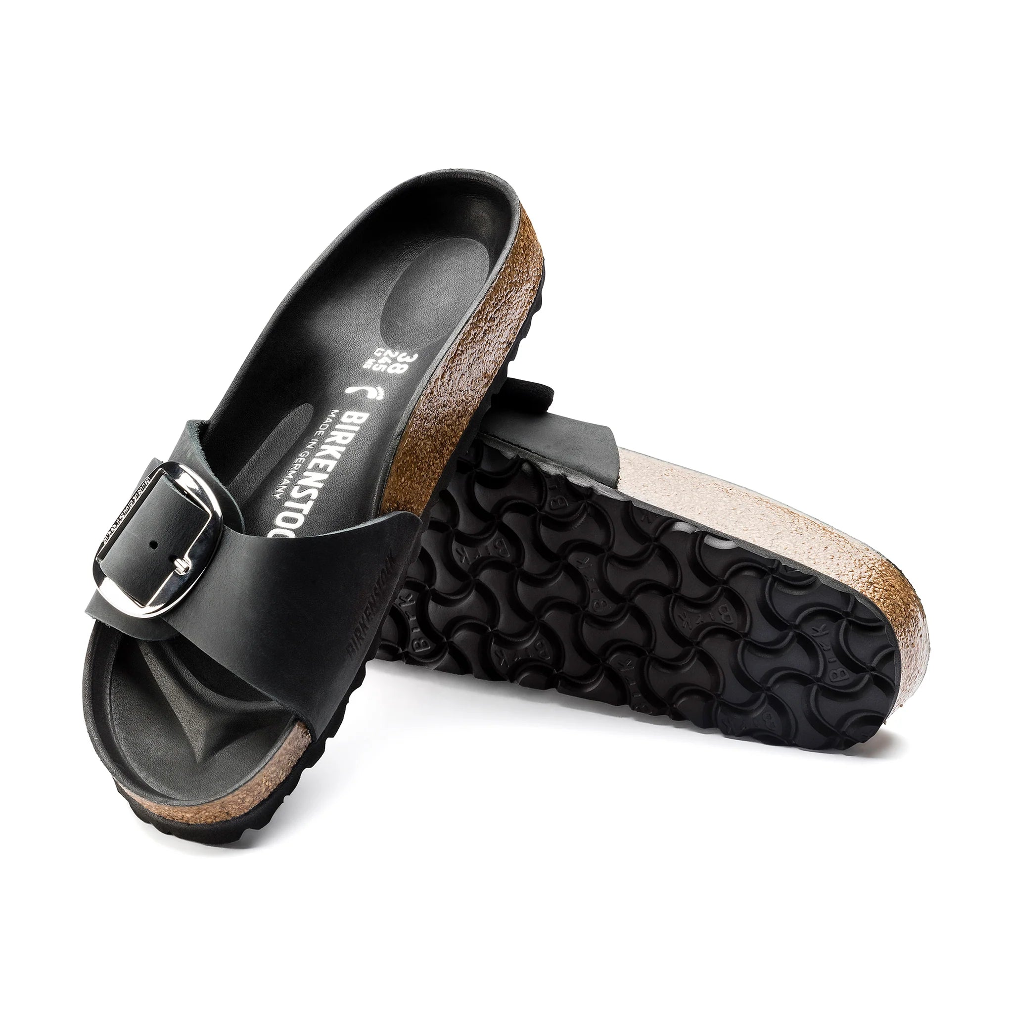 Birkenstock Madrid Big Buckle Black Oiled Leather Narrow