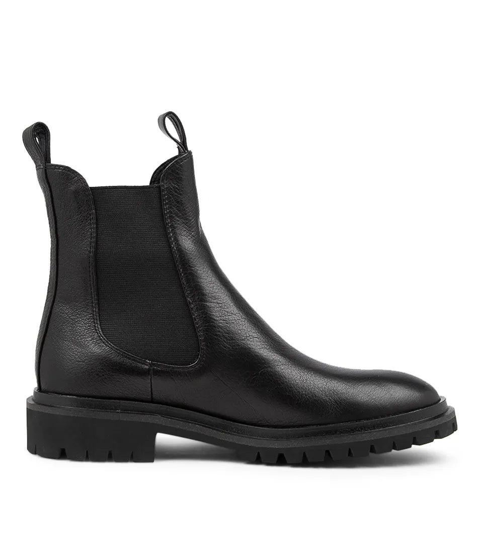 Rocco Black Leather Ankle Boots