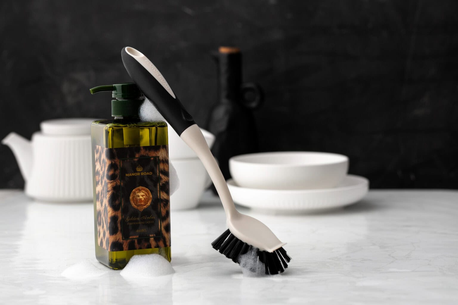 Manor Road Dish Brush - Black and Pebble