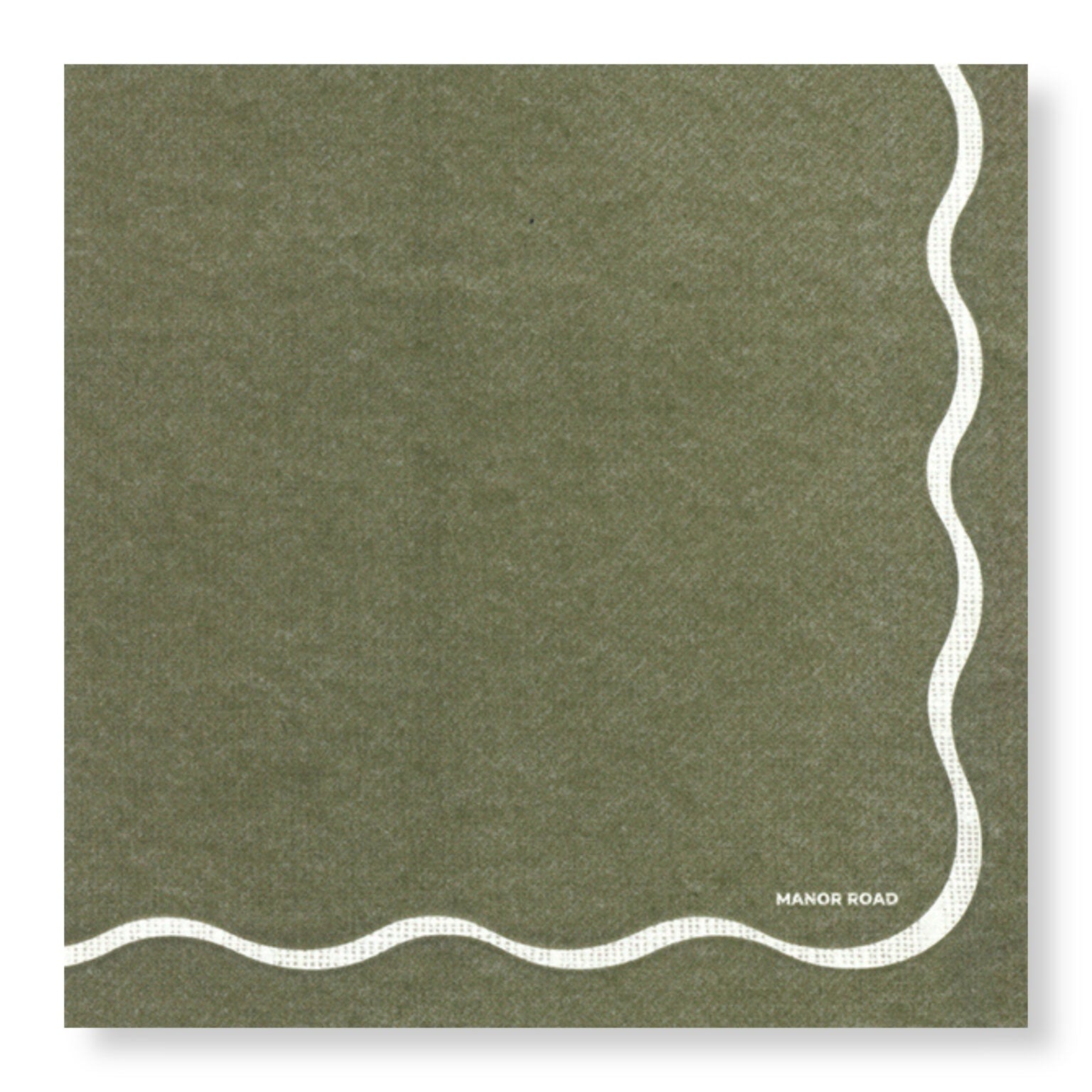 Manor Road Linen (Olive and White Scallop) Napkins - Cocktail