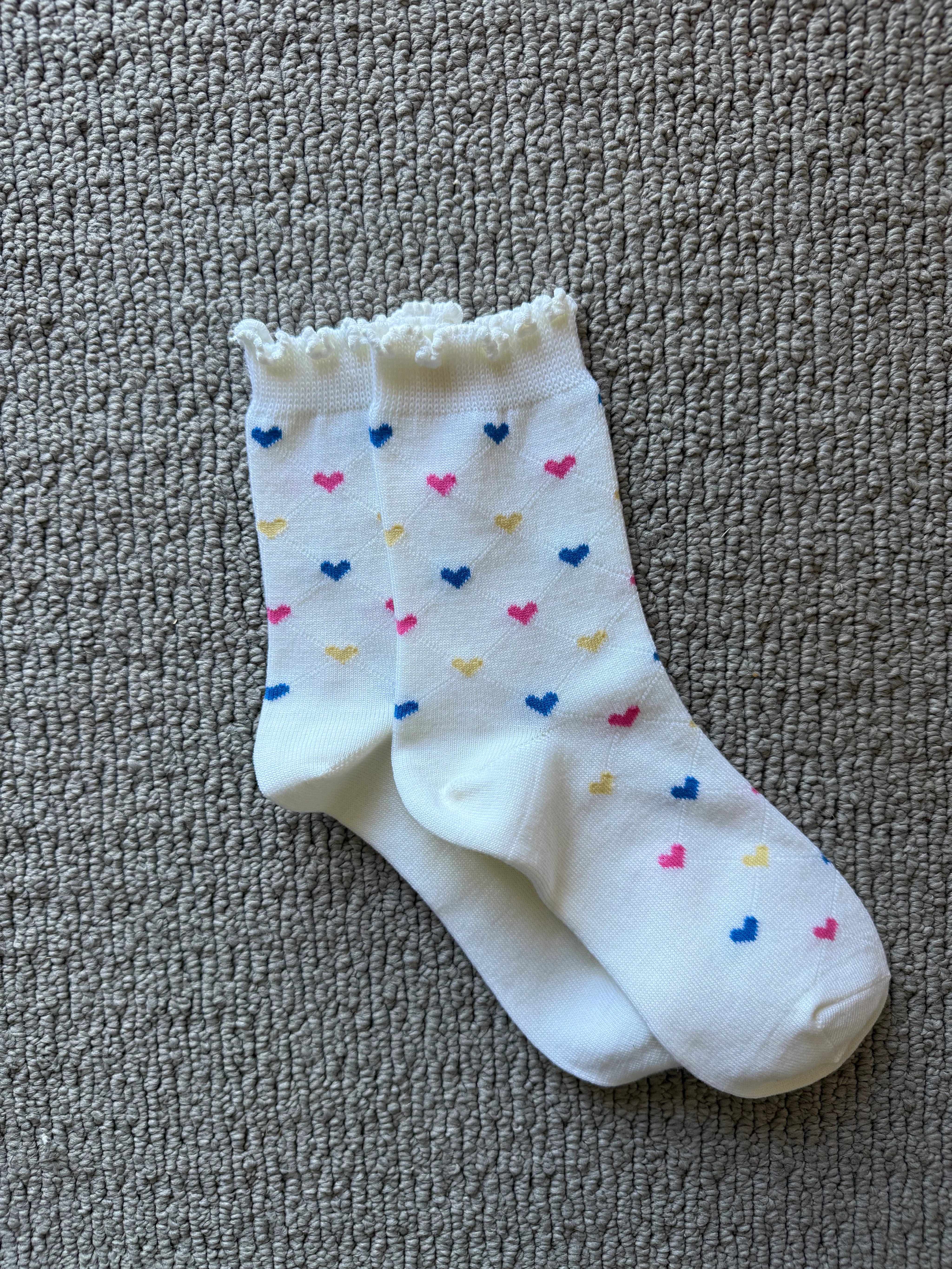 Scalloped Wool Socks - Heart