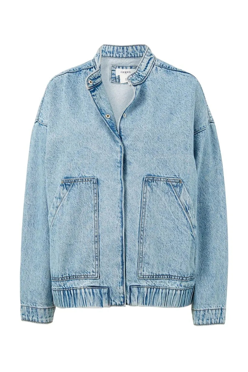 Relaxed Denim Bomber Jacket