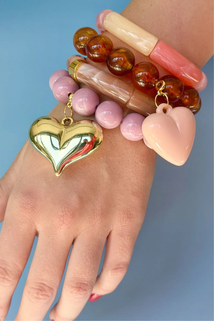 Bubble and Heart Bracelet - Amber