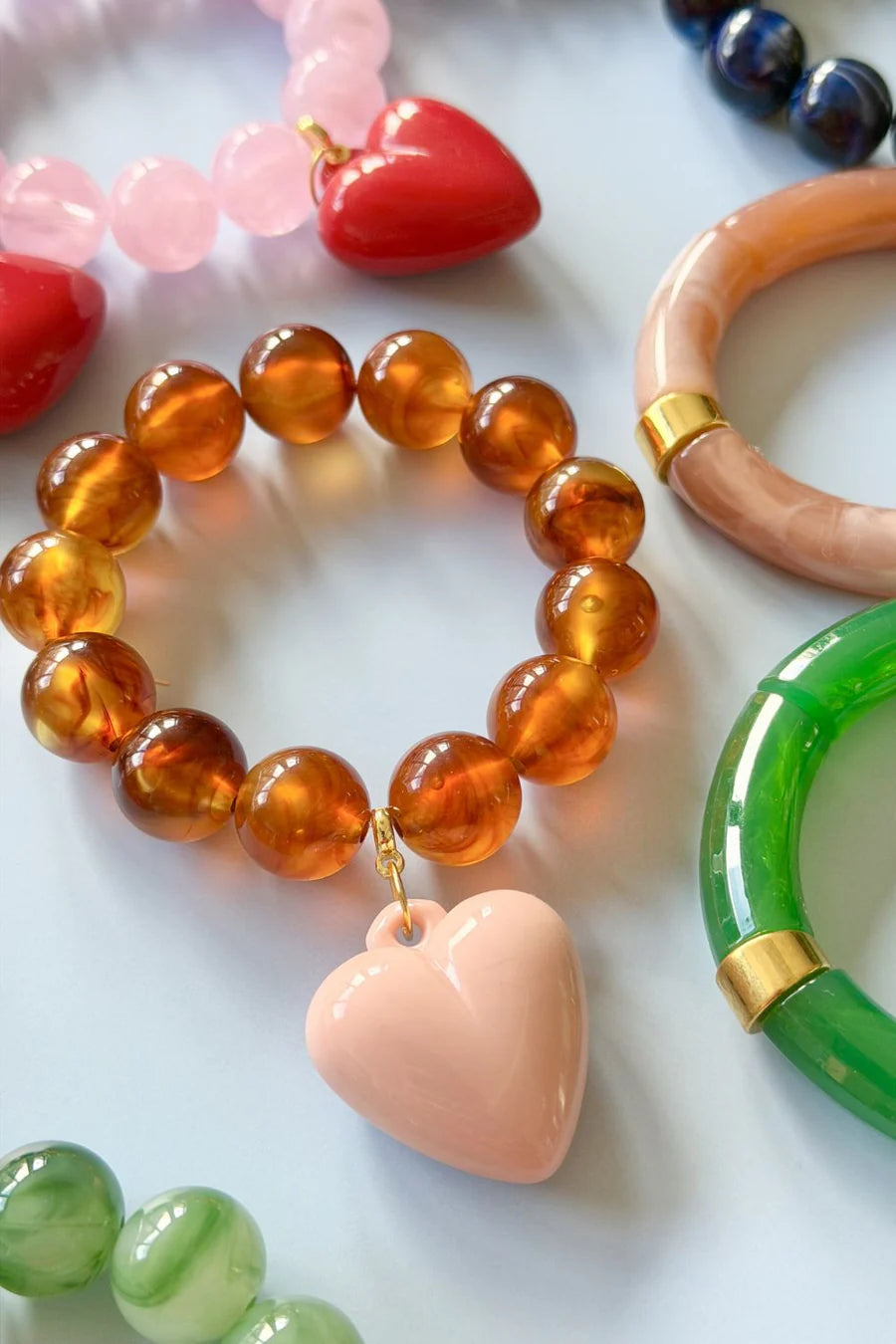 Bubble and Heart Bracelet - Amber