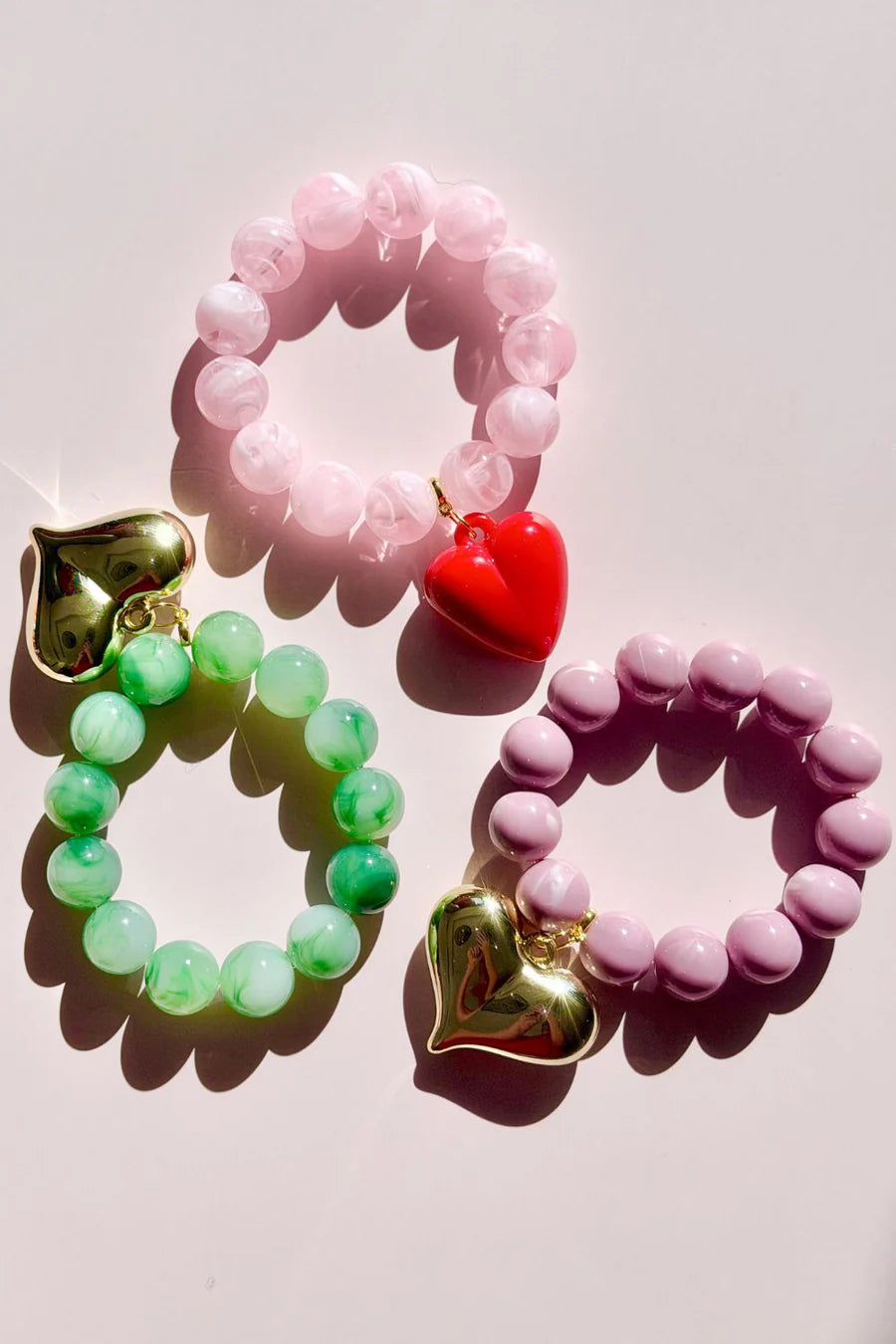 Bubble and Heart Bracelet - Pink