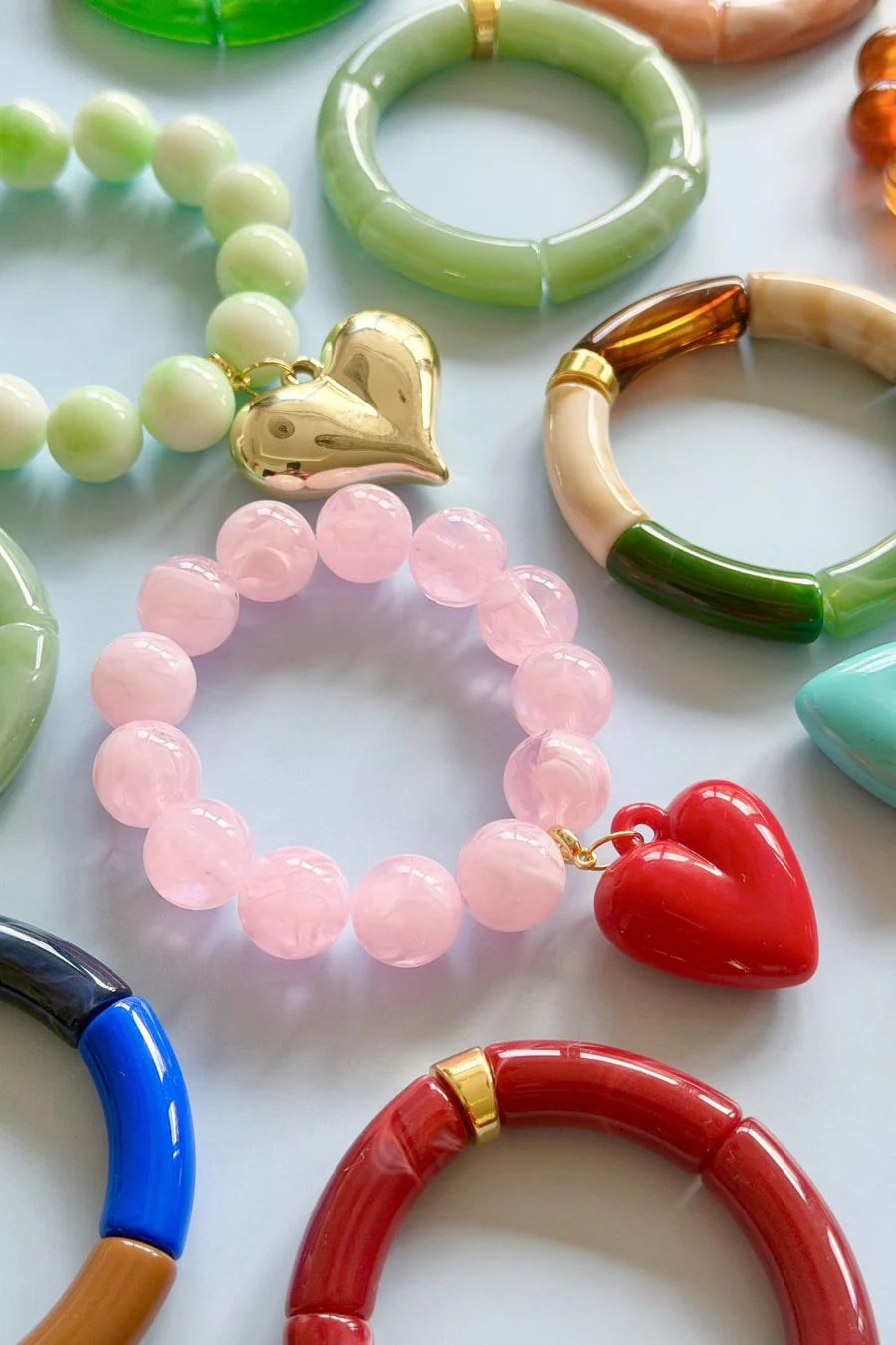 Bubble and Heart Bracelet - Pink