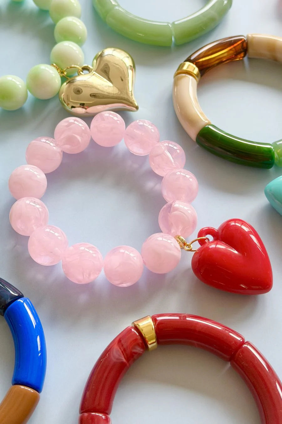 Bubble and Heart Bracelet - Pink