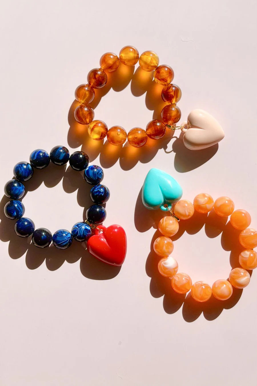 Bubble and Heart Bracelet - Tangerine