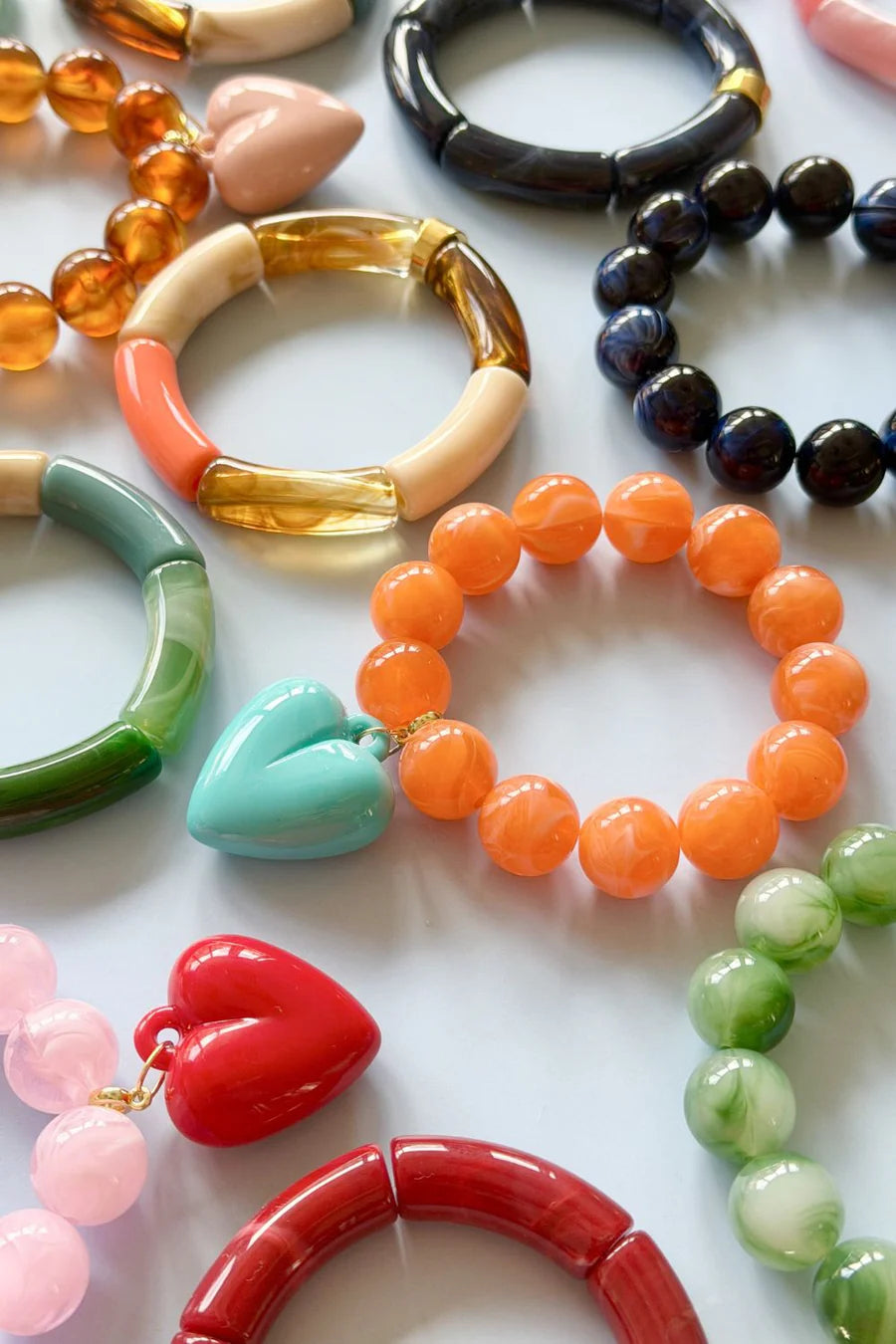 Bubble and Heart Bracelet - Tangerine