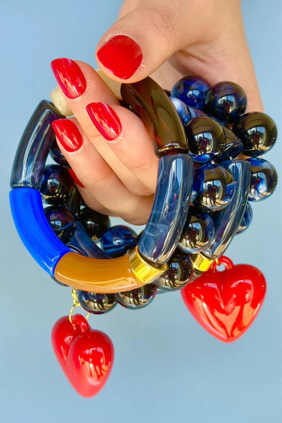 Bubble and Heart Bracelet - Navy