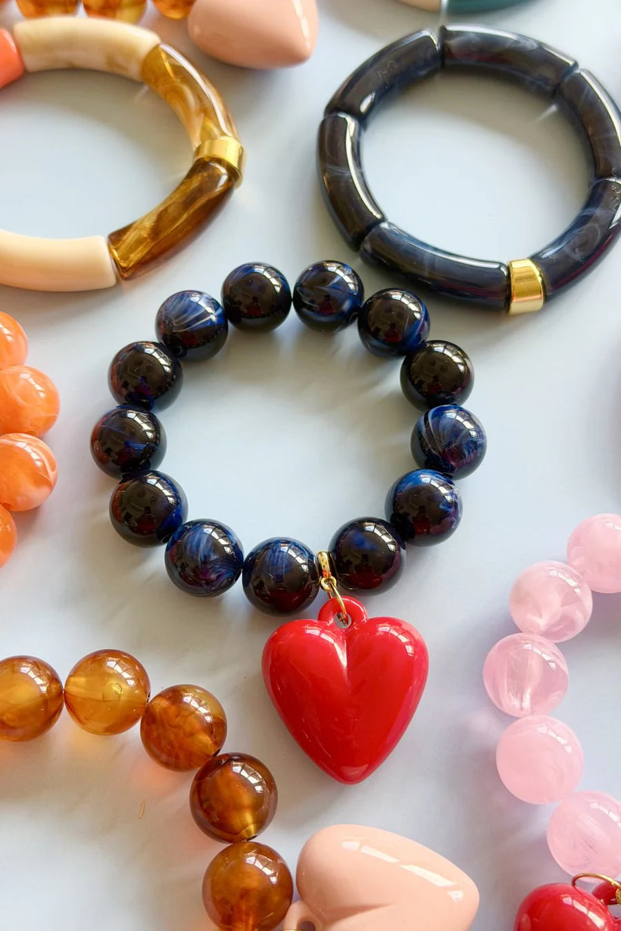 Bubble and Heart Bracelet - Navy