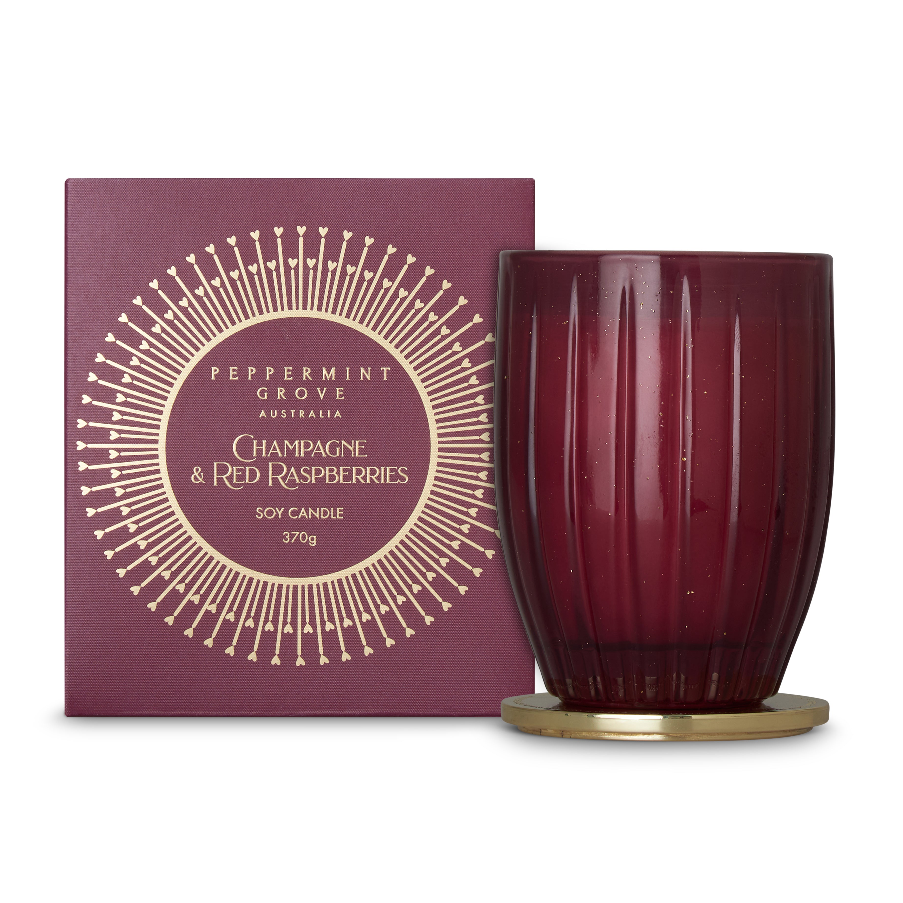 Champagne and Red Raspberries Large Soy Candle