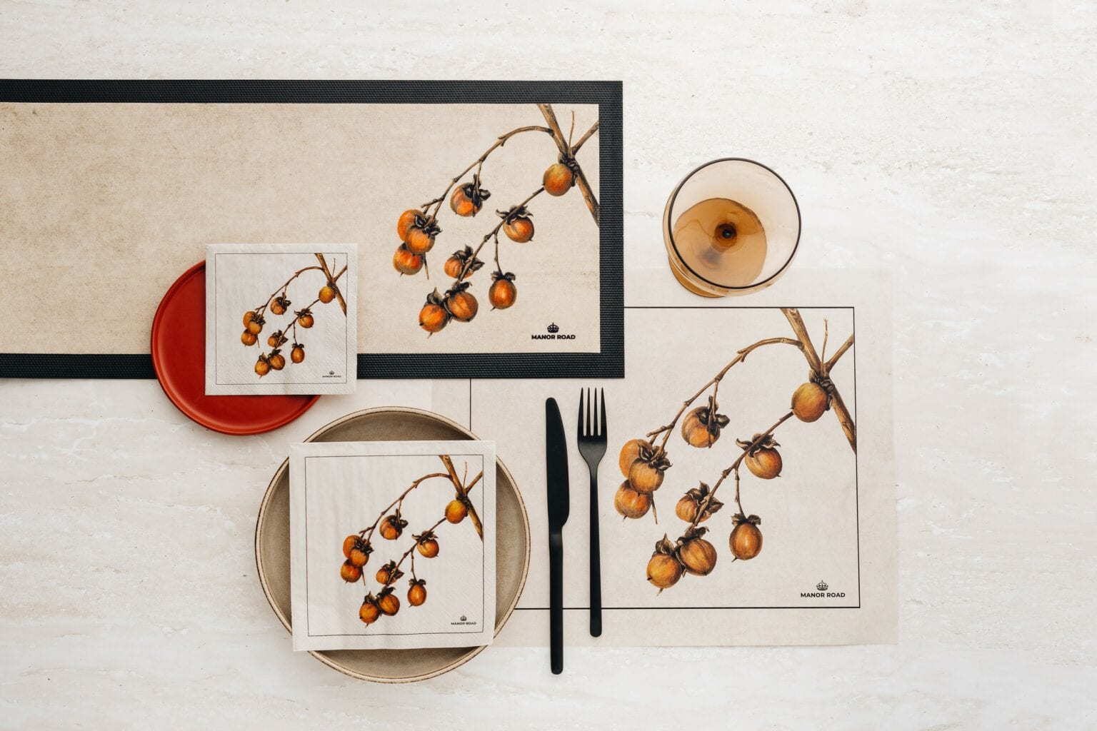 Manor Road Persimmon Napkins - Cocktail