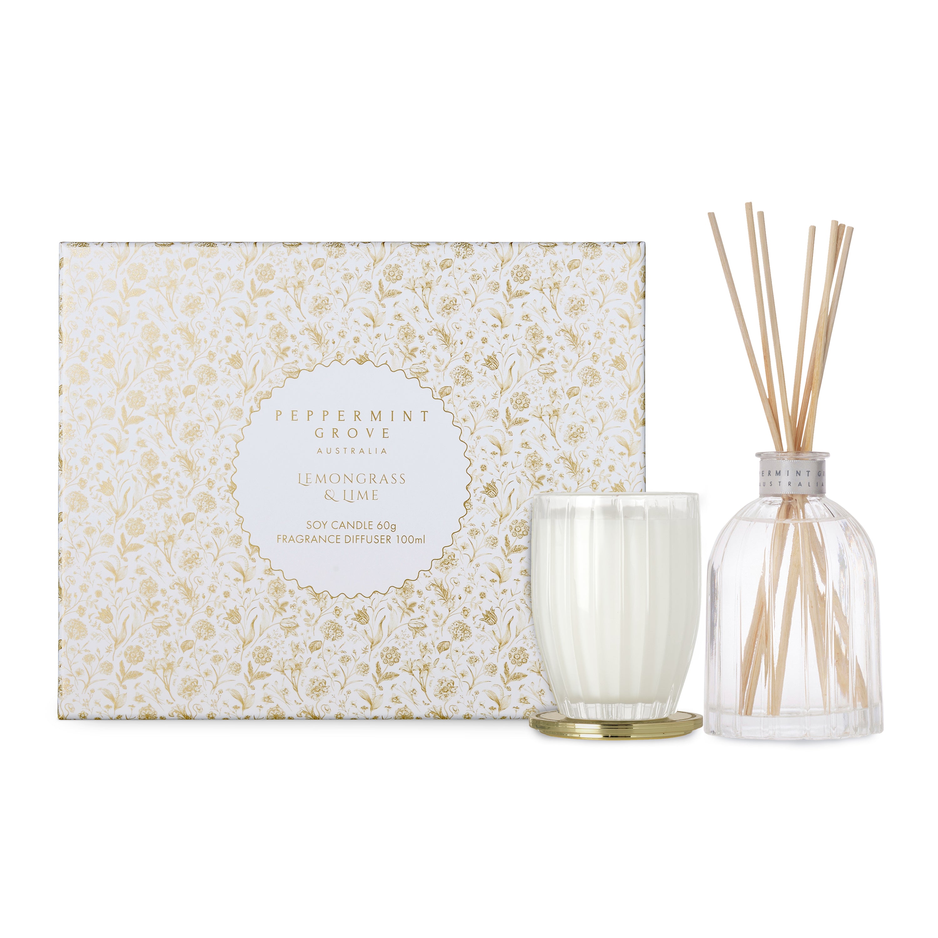 Lemongrass and Lime Mini Soy Candle and Diffuser Set