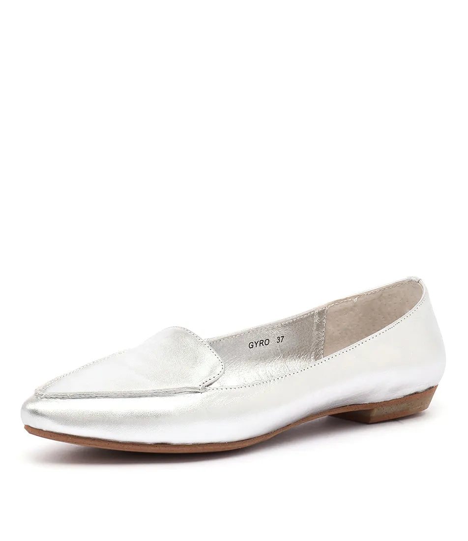 Gyro Silver Leather Flats