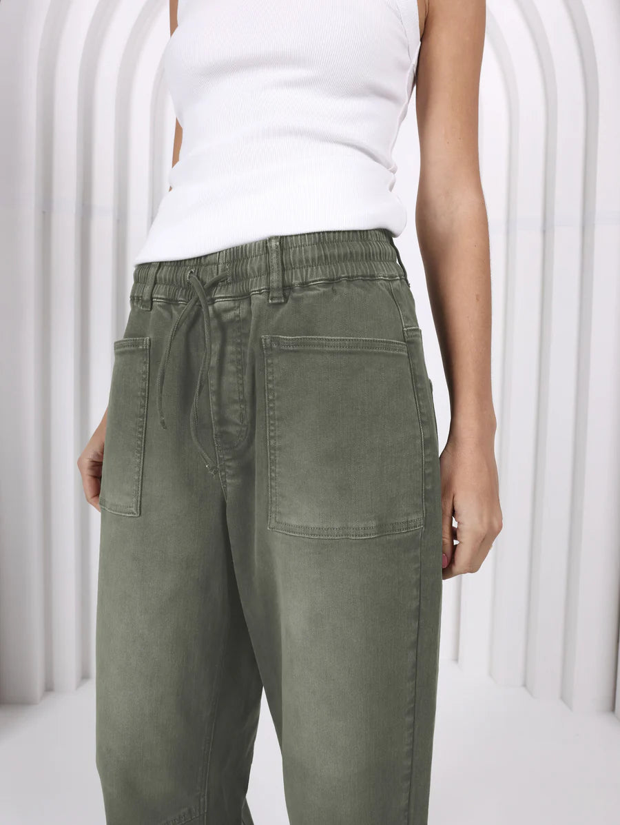 Leo Barrel Jeans - Khaki Denim