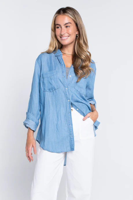 Boyfriend Tencel/Linen Shirt Light Denim