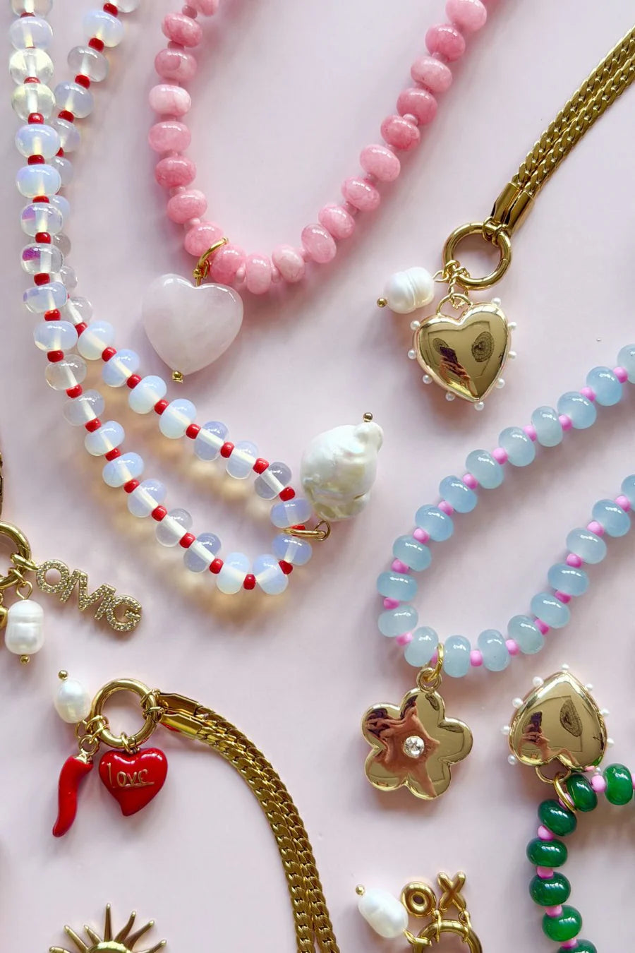 Oversized Jade Pink Gem Necklace