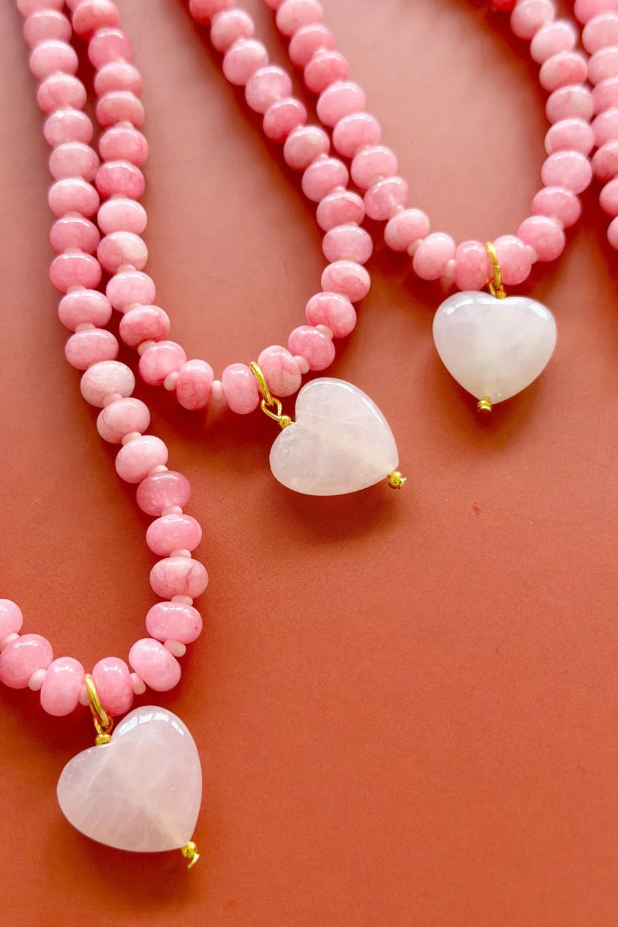 Oversized Jade Pink Gem Necklace
