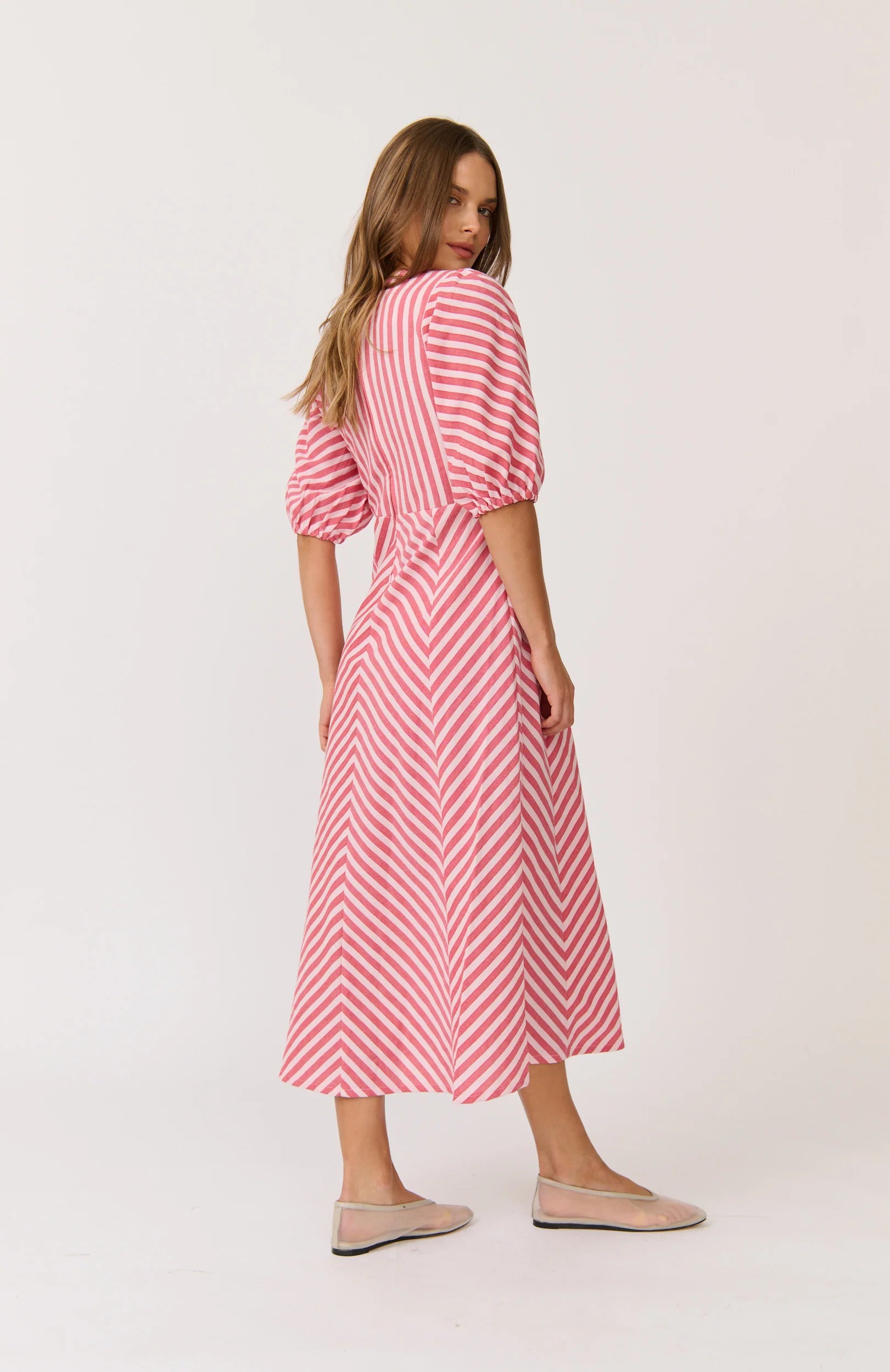 Roza Midi Dress - Cherry Stripe