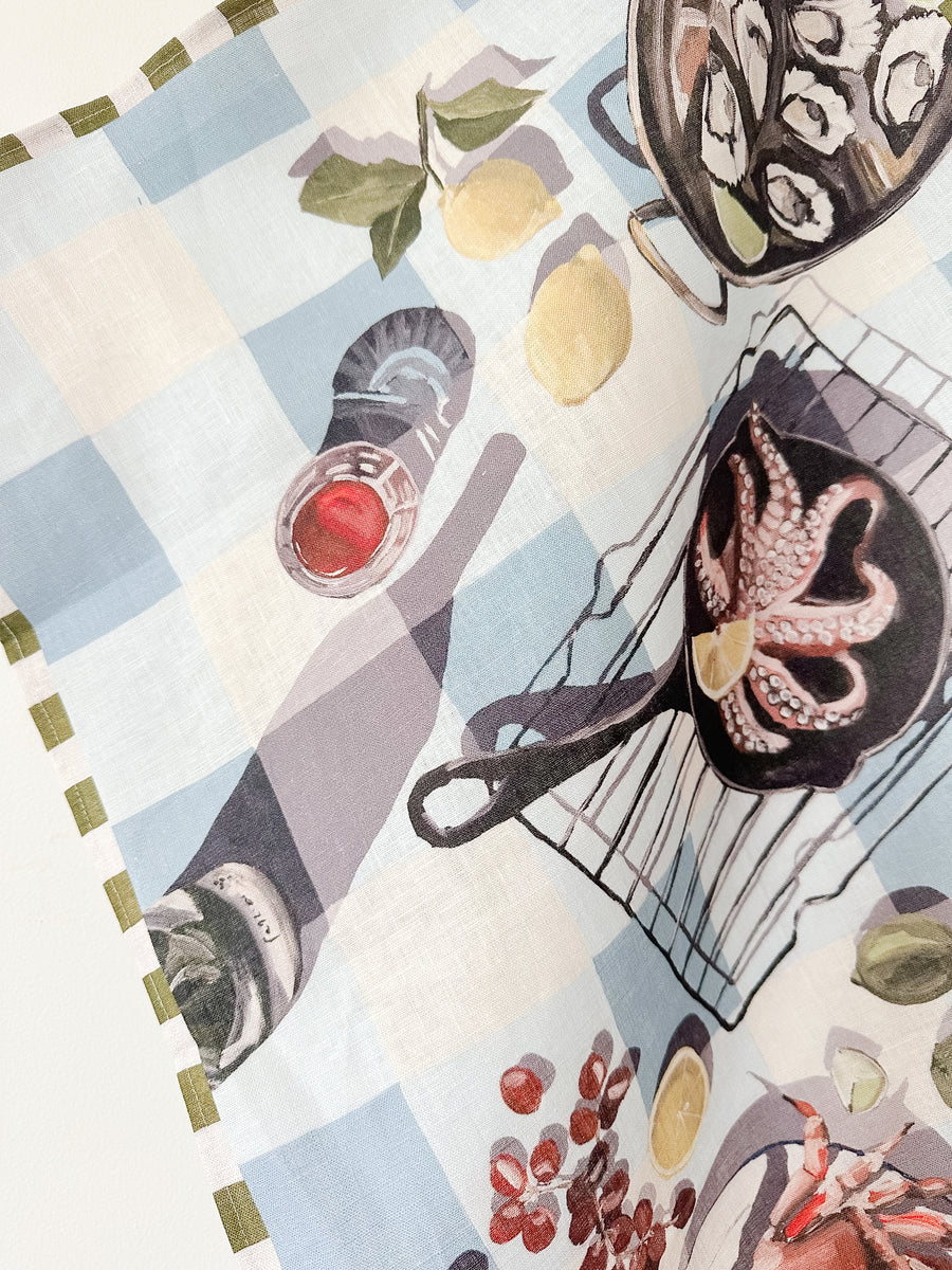 Seafood Spread Linen Tea Towel