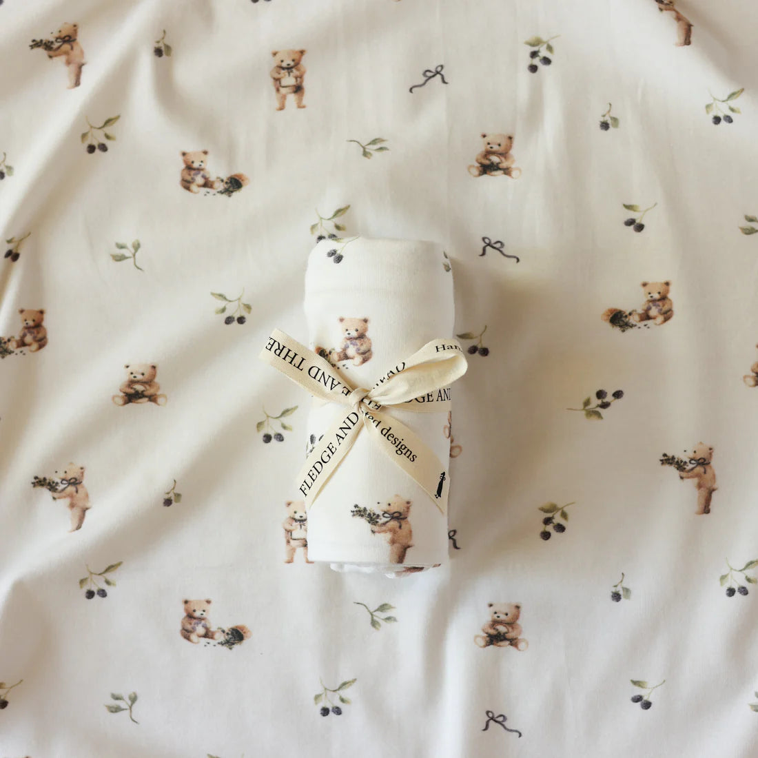 Stretch Swaddle - Bear with Berries