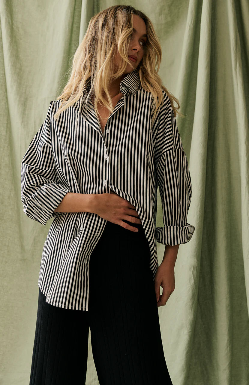 Tammy Shirt -Black White Stripe