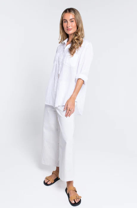 Boyfriend Linen Shirt White