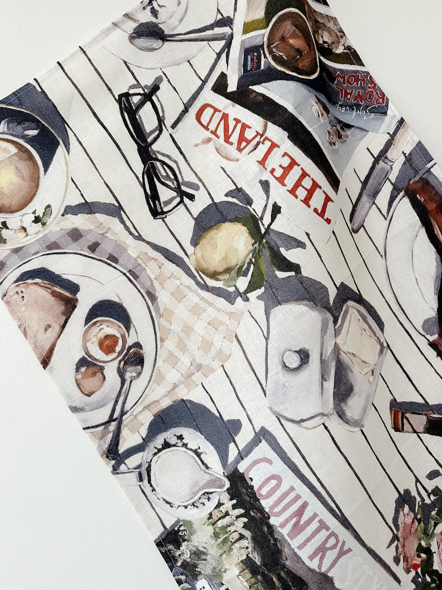 Farm Mornings Linen Tea Towel