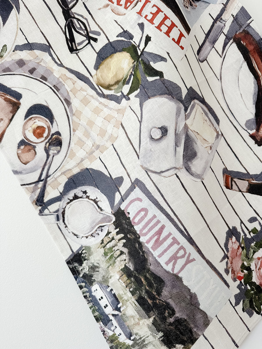 Farm Mornings Linen Tea Towel