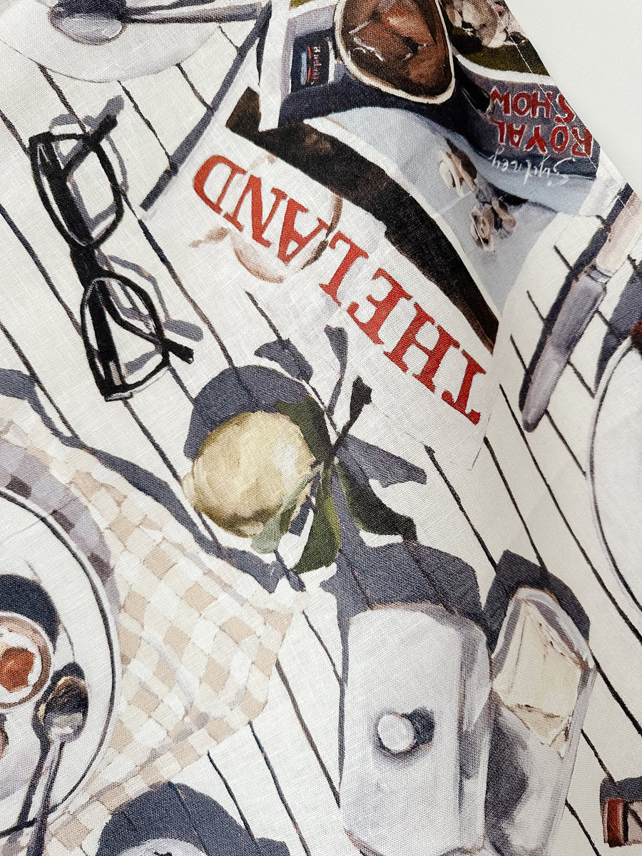 Farm Mornings Linen Tea Towel