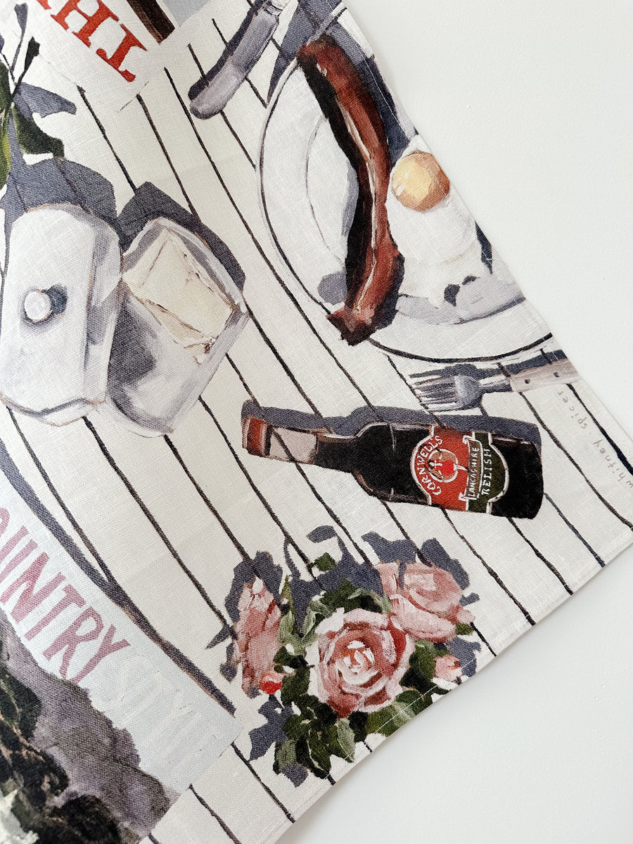 Farm Mornings Linen Tea Towel